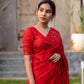 Red Satin Silk Embroidered Designer Saree with Blouse