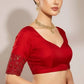 Red Satin Silk Embroidered Designer Saree with Blouse