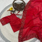Red Satin Silk Embroidered Designer Saree with Blouse