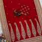 Red Sequin Dori Saree with Unstitched Blouse
