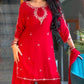 Red Sequin Embroidered Palazzo Suit