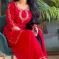 Red Sequin Embroidered Palazzo Suit