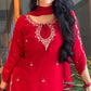 Red Sequin Embroidered Palazzo Suit