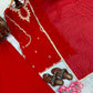 Red Sequin Embroidered Palazzo Suit