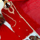 Red Sequin Embroidered Palazzo Suit