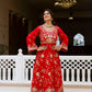 Red Sequin Floral Anarkali