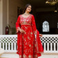 Red Sequin Floral Anarkali