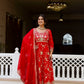Red Sequin Floral Anarkali