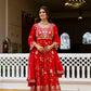 Red Sequin Floral Anarkali