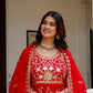 Red Sequin Floral Anarkali