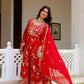Red Sequin Floral Anarkali