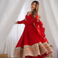 Red Vichitra Silk Anarkali Gown