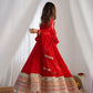Red Vichitra Silk Anarkali Gown