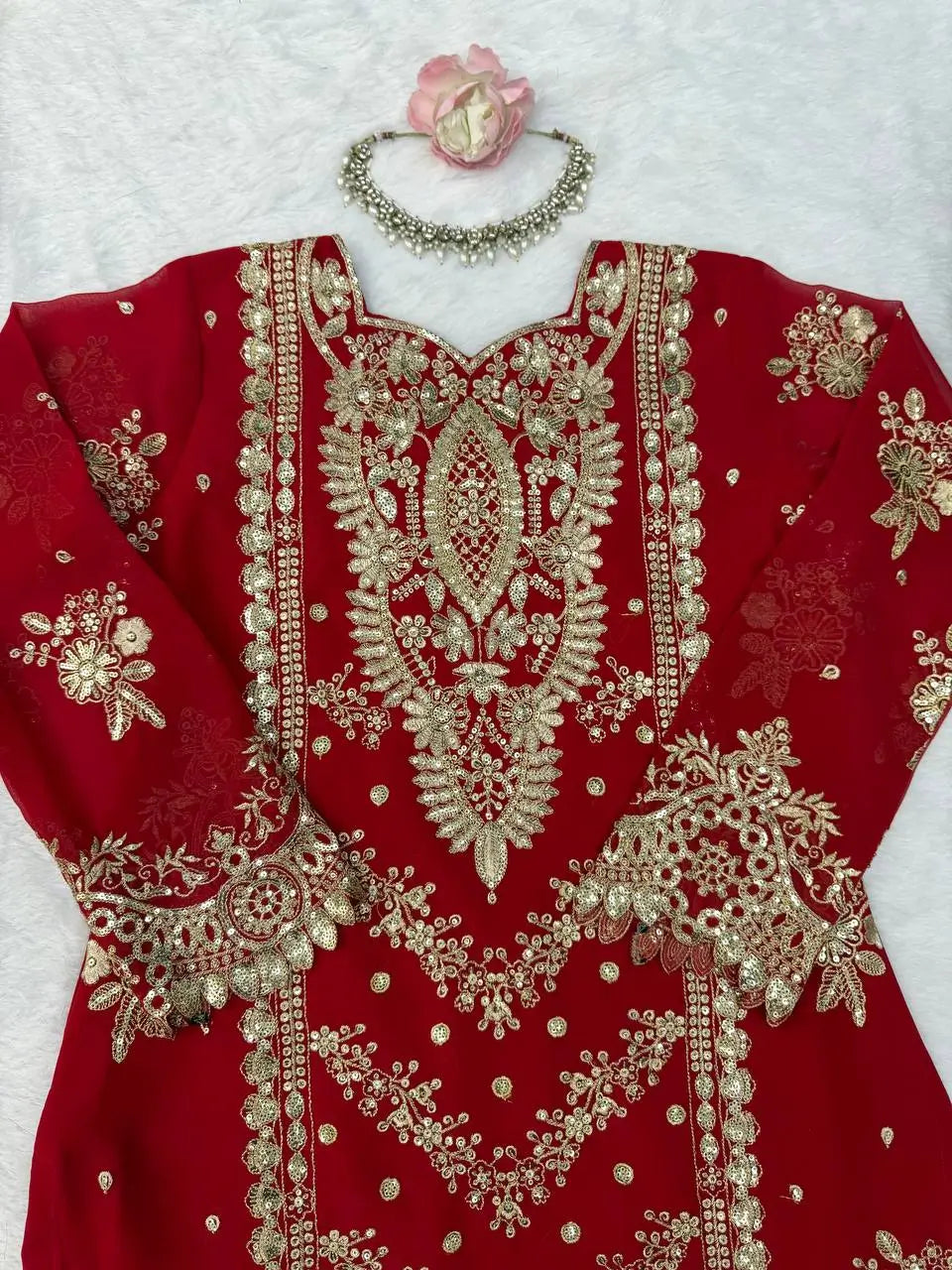 Red Zari Sequin Sharara
