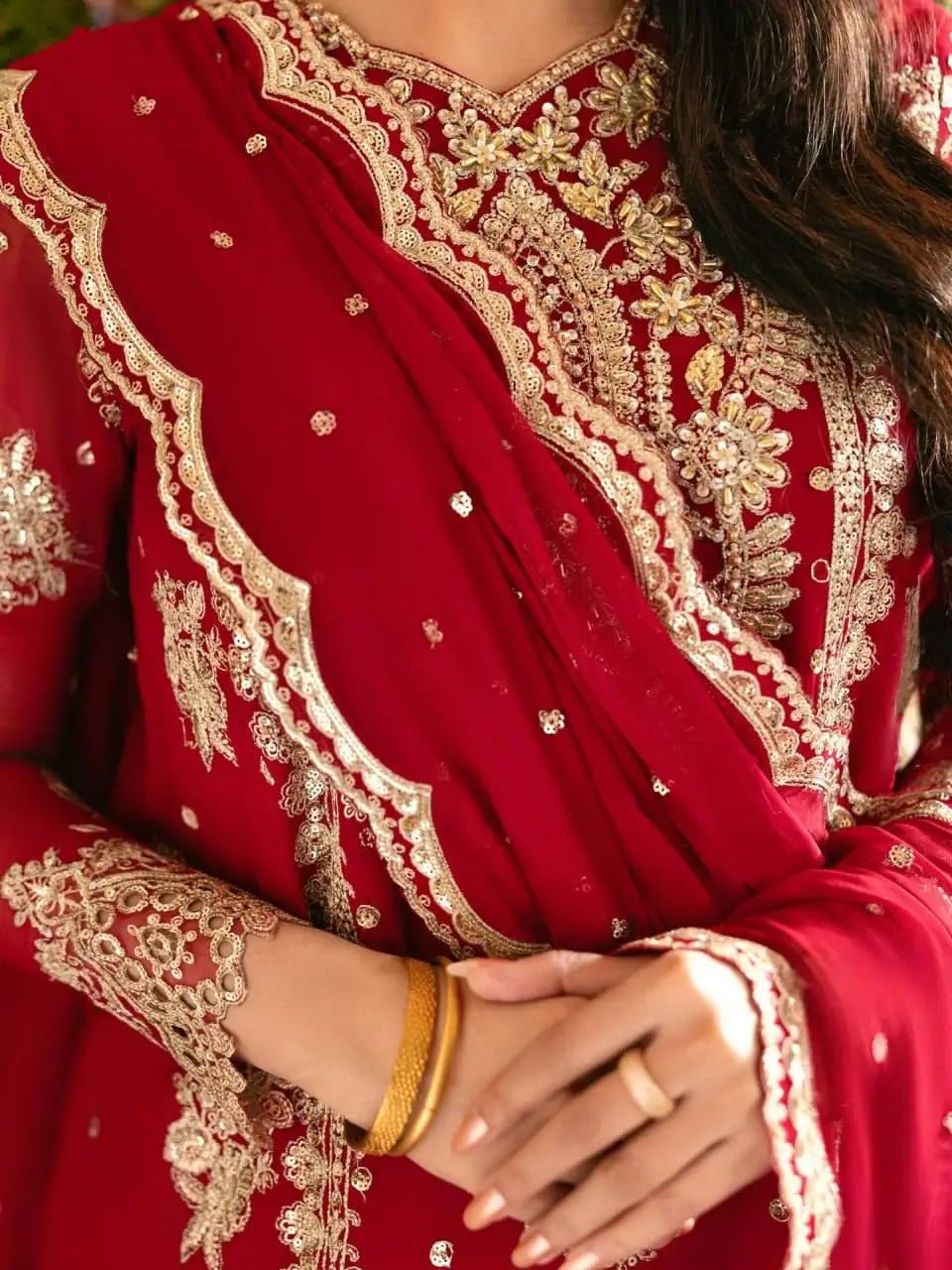 Red Zari Sequin Sharara