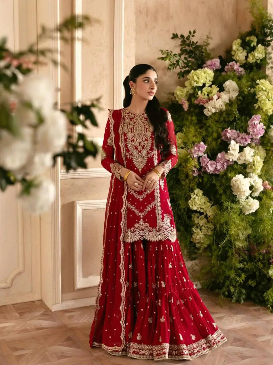 Red Zari Sequin Sharara
