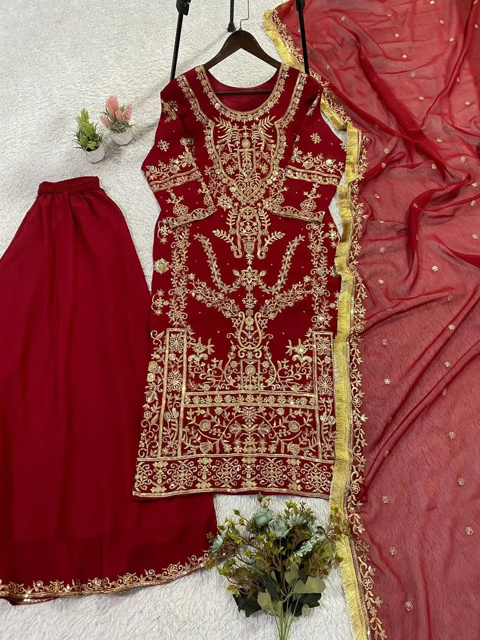 Regal Embroidered Palazzo Suit Set for Wedding and Festive Wear