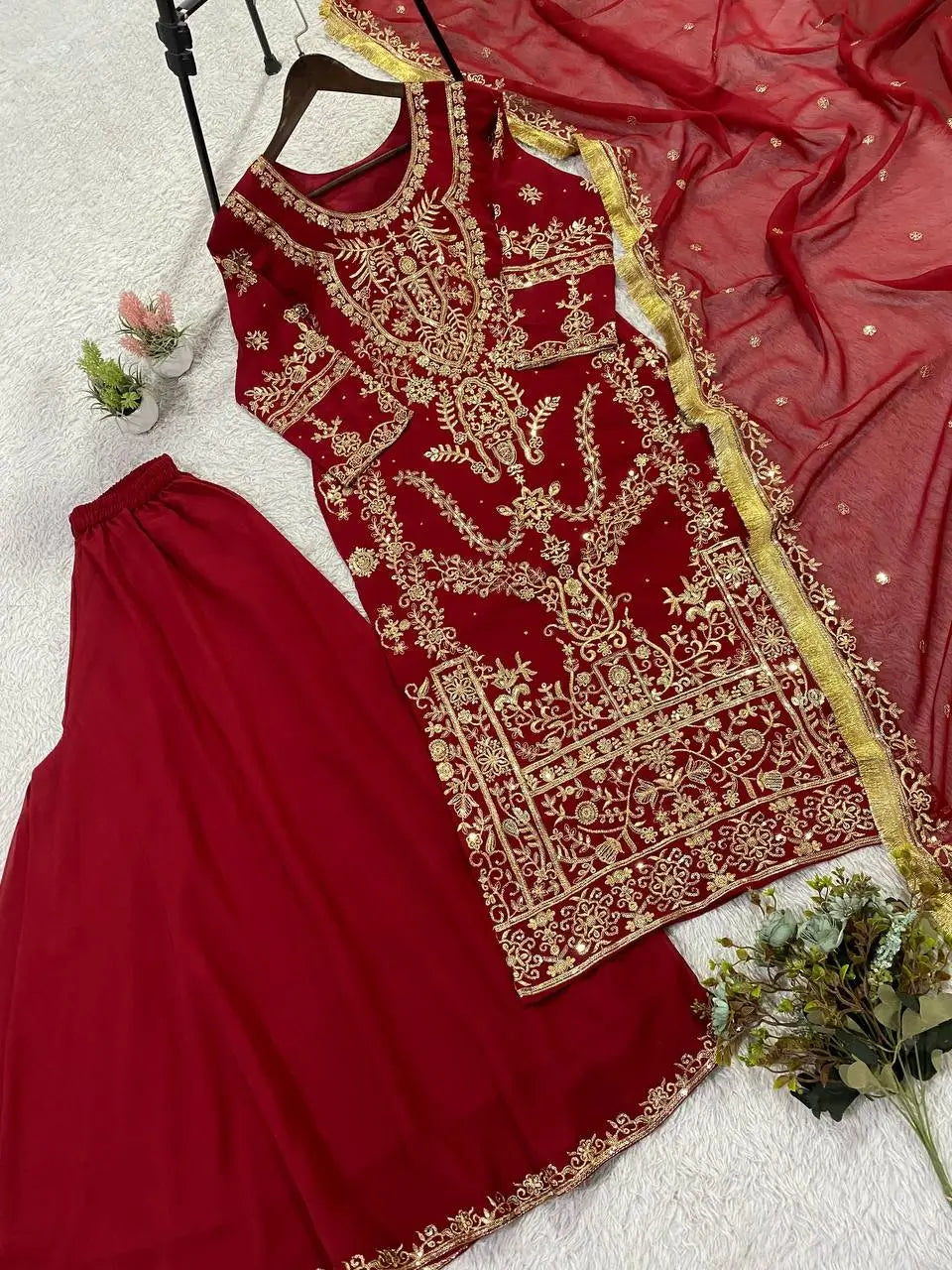 Regal Embroidered Palazzo Suit Set for Wedding and Festive Wear