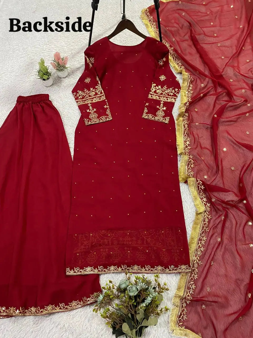 Regal Embroidered Palazzo Suit Set for Wedding and Festive Wear