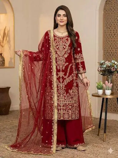 Regal Embroidered Palazzo Suit Set for Wedding and Festive Wear