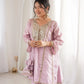 Regal Mirror Work Silk Kurta Pant Set with Batwa for Festive and Wedding Wear