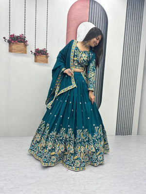 Regal Vichitra Embroidered Lehenga Set
