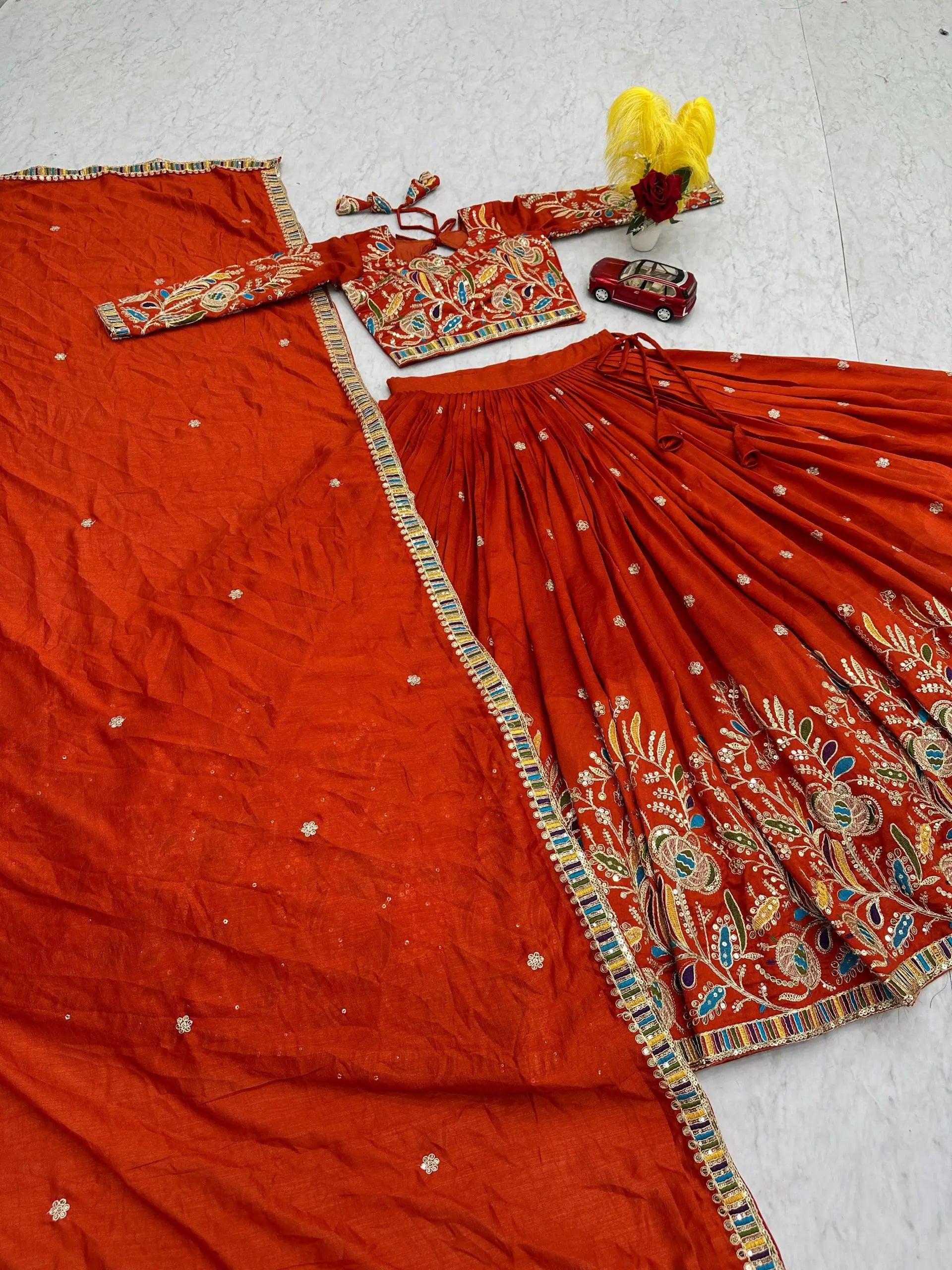 Regal Vichitra Embroidered Lehenga Set