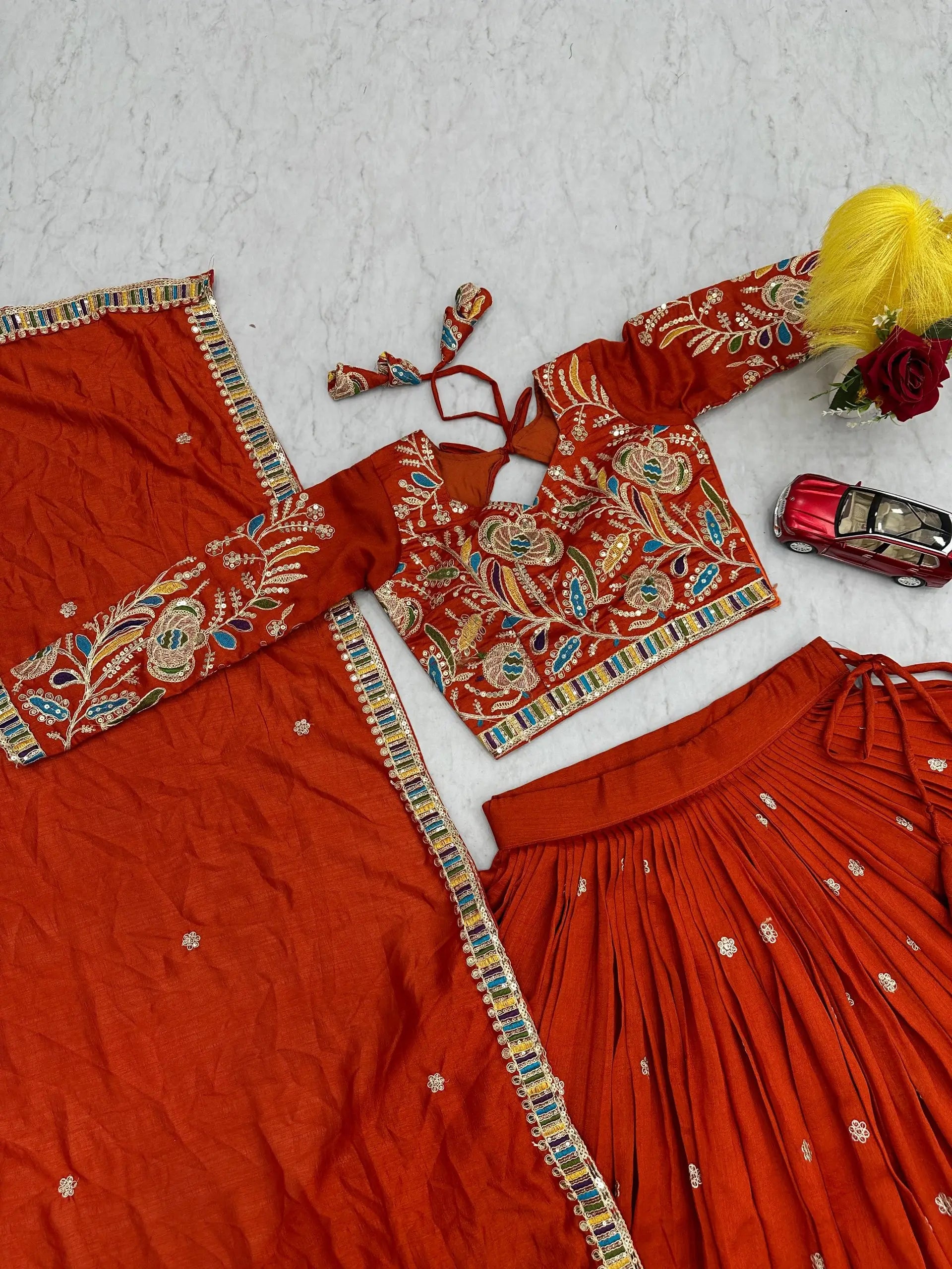 Regal Vichitra Embroidered Lehenga Set