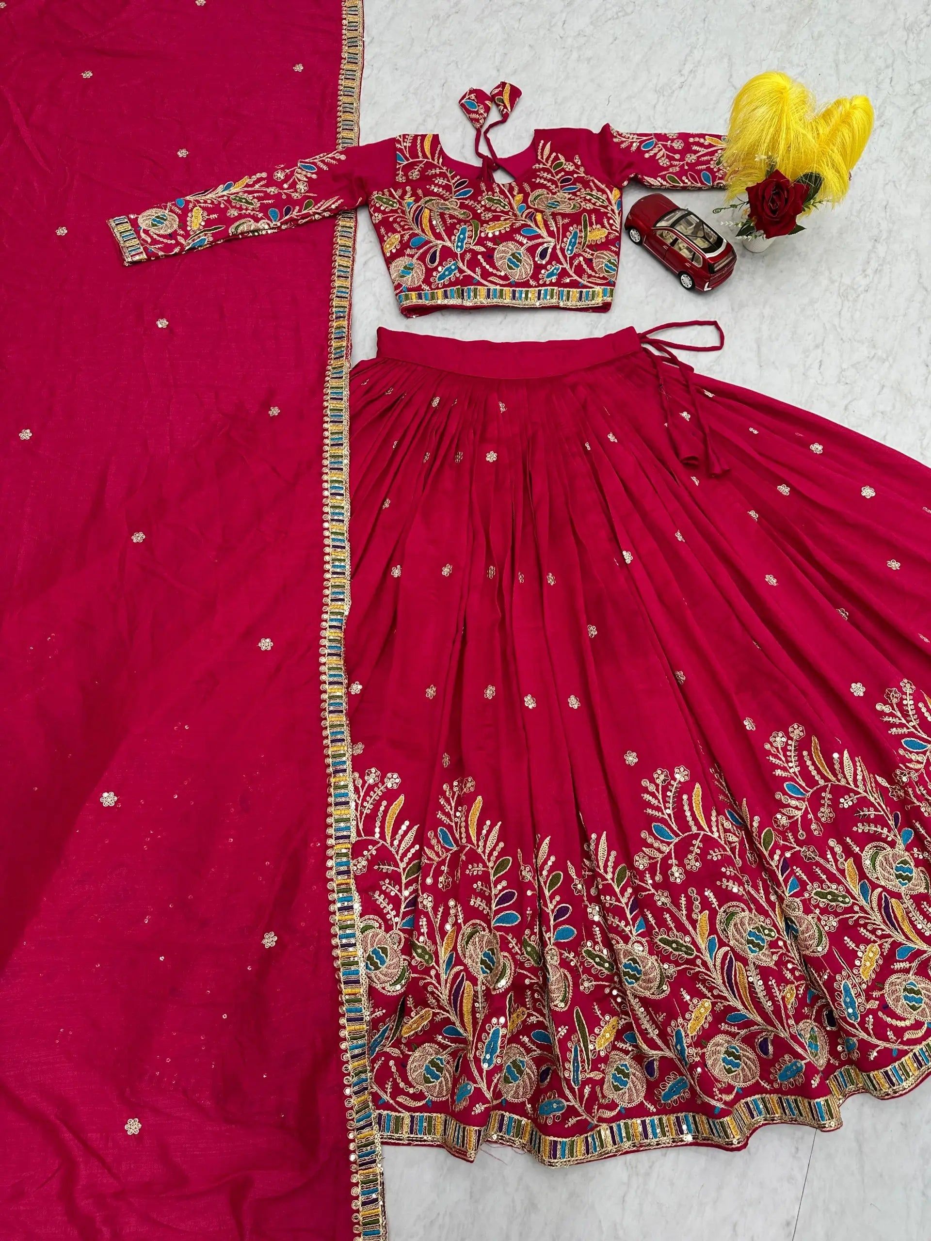 Regal Vichitra Embroidered Lehenga Set