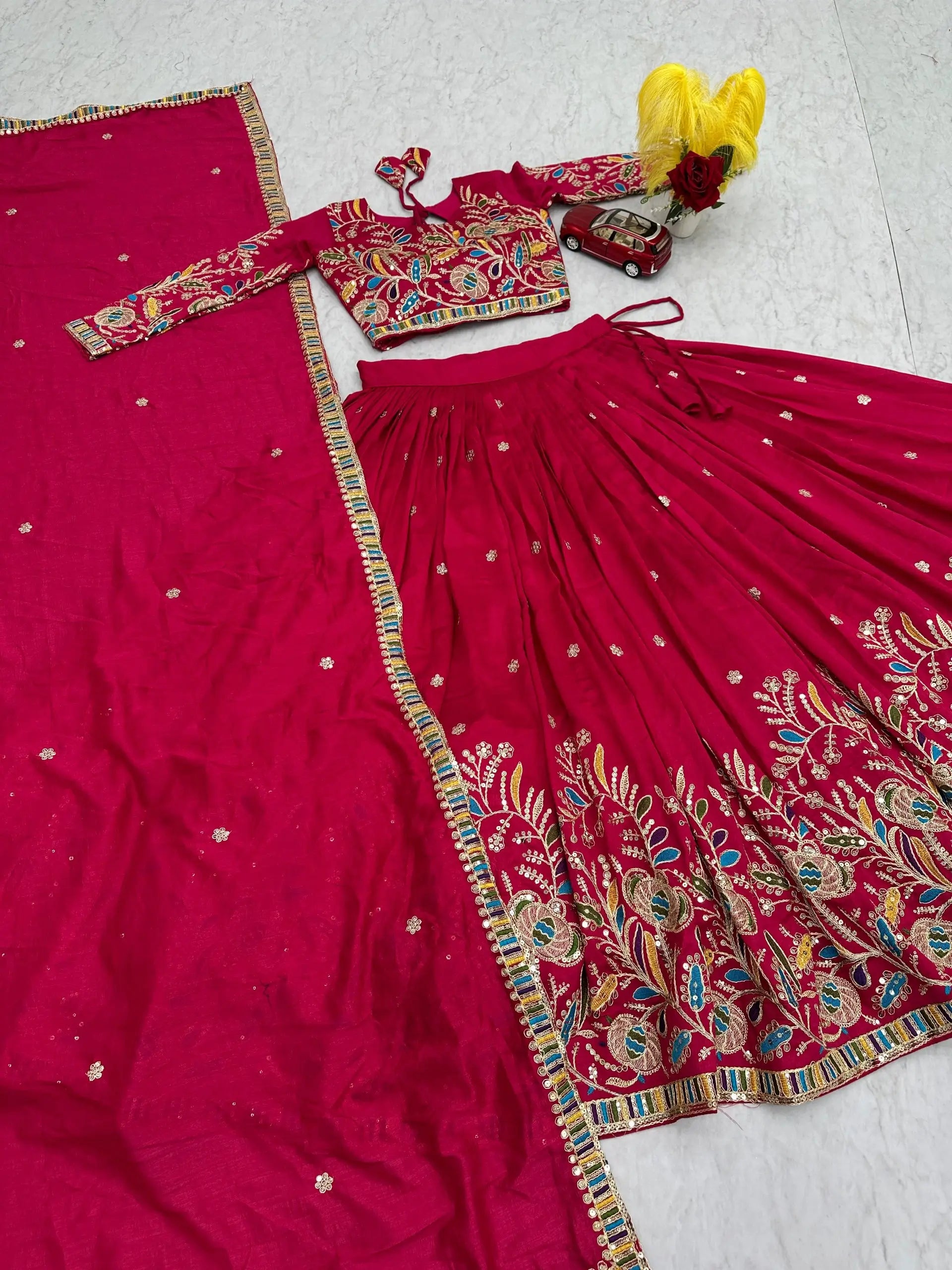 Regal Vichitra Embroidered Lehenga Set