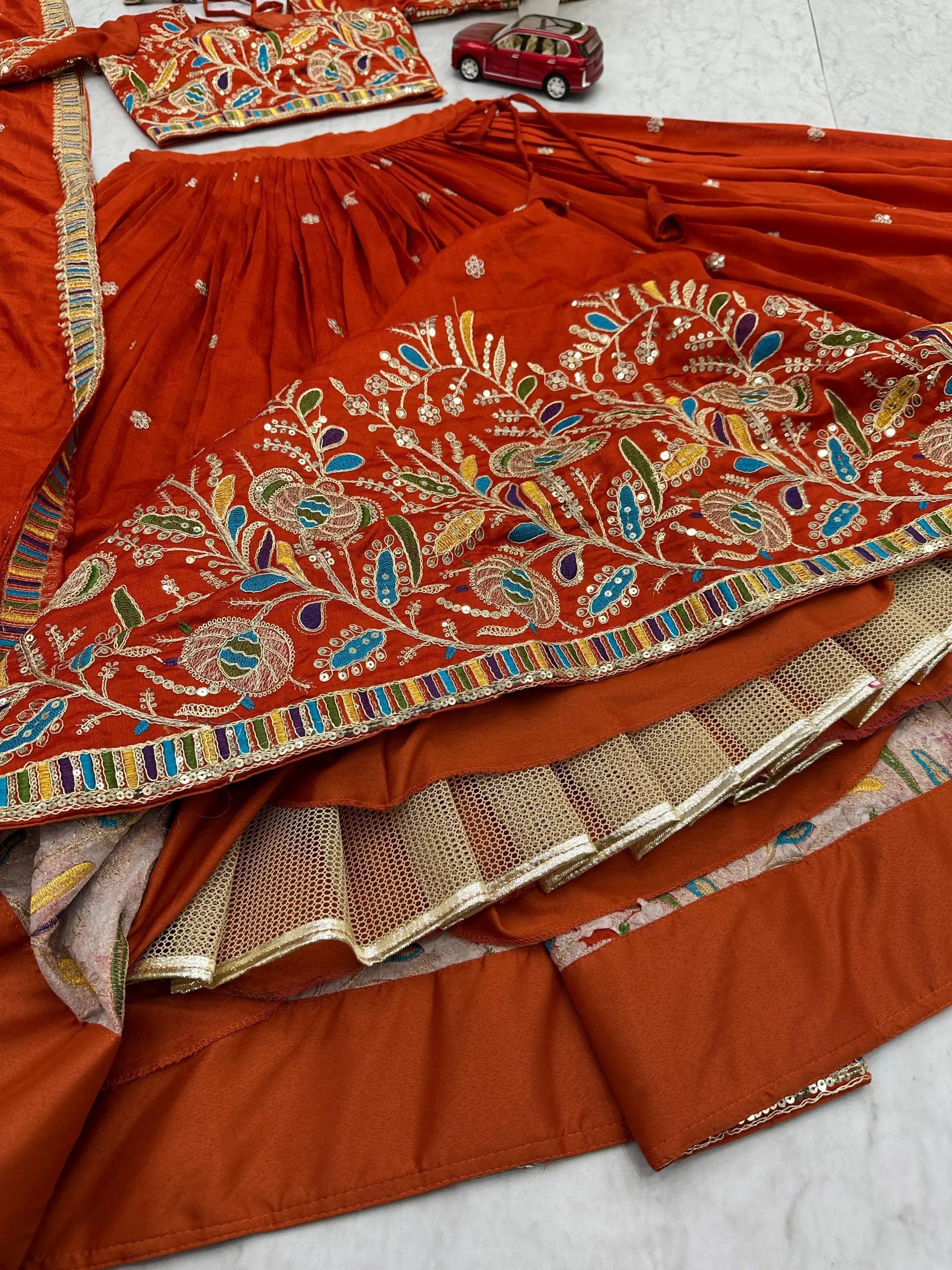 Regal Vichitra Embroidered Lehenga Set