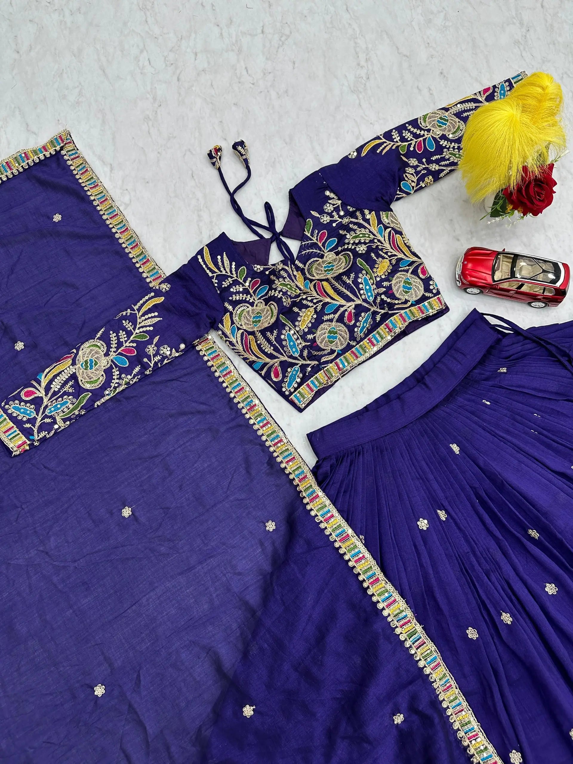 Regal Vichitra Embroidered Lehenga Set