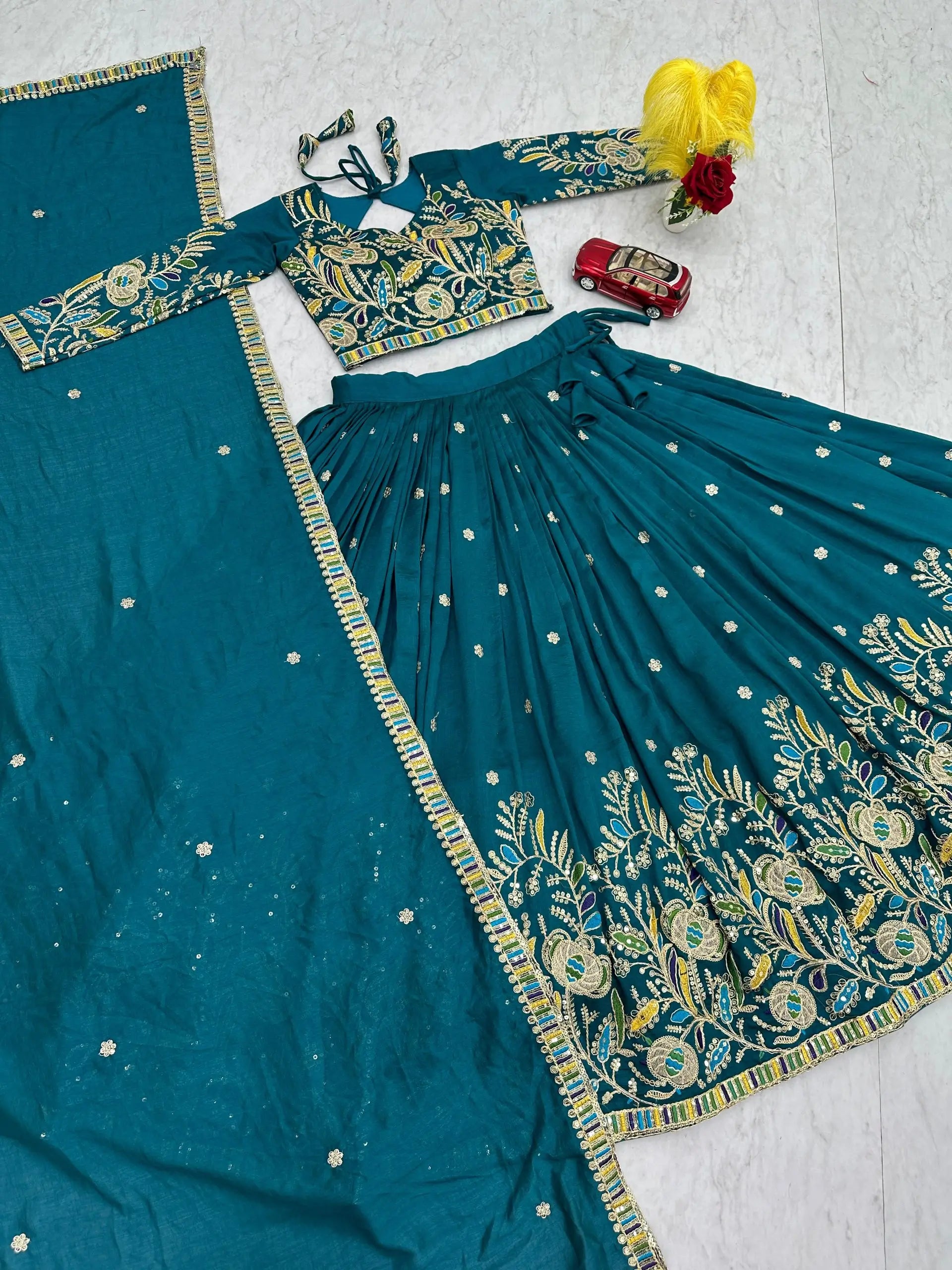 Regal Vichitra Embroidered Lehenga Set