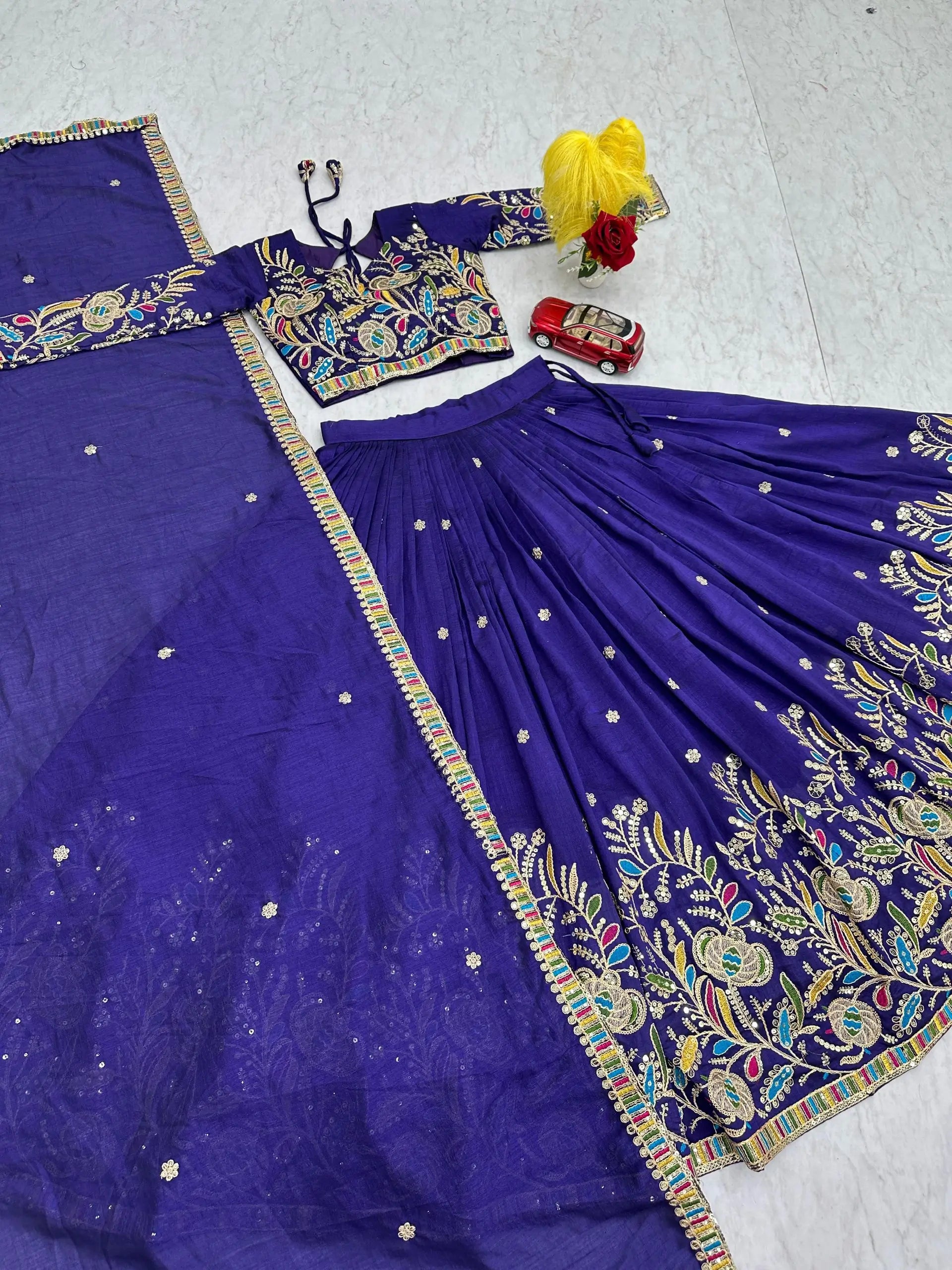 Regal Vichitra Embroidered Lehenga Set