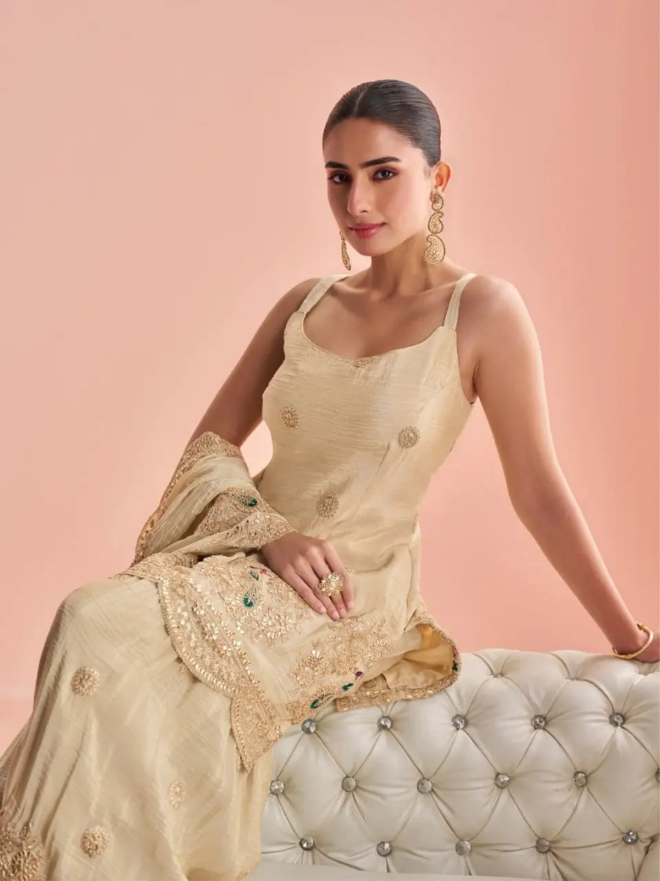 Regal Vichitra Silk Sharara Suit Set for Festive and Wedding Wear