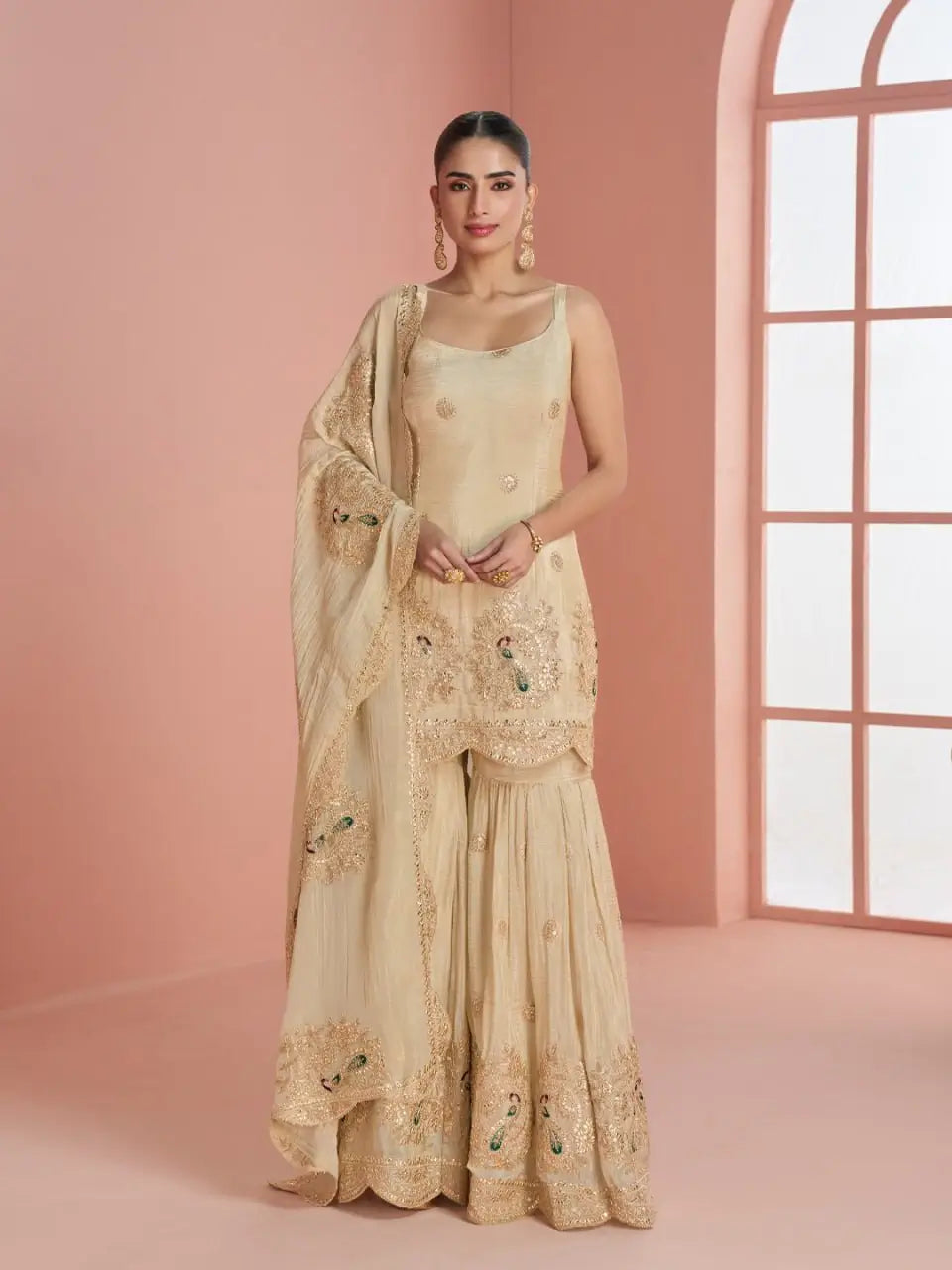 Regal Vichitra Silk Sharara Suit Set for Festive and Wedding Wear