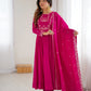 Roman Chanderi Silk Embroidered Anarkali Suit Set