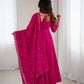 Roman Chanderi Silk Embroidered Anarkali Suit Set