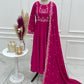 Roman Chanderi Silk Embroidered Anarkali Suit Set