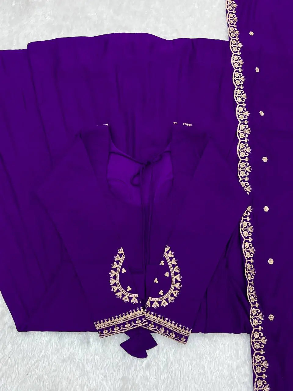 Roman Chanderi Silk Embroidered Anarkali Suit Set