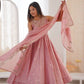 Roman Chanderi Silk Embroidered Anarkali Suit Set