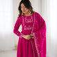 Roman Chanderi Silk Embroidered Anarkali Suit Set