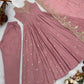 Roman Chanderi Silk Embroidered Anarkali Suit Set