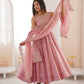 Roman Chanderi Silk Embroidered Anarkali Suit Set