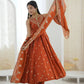 Roman Chanderi Silk Embroidered Anarkali Suit Set