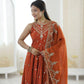Roman Chanderi Silk Embroidered Anarkali Suit Set