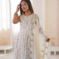 Roman Chanderi Silk Embroidered Anarkali Suit Set