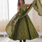 Roman Chanderi Silk Embroidered Anarkali Suit Set