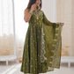 Roman Chanderi Silk Embroidered Anarkali Suit Set