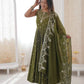 Roman Chanderi Silk Embroidered Anarkali Suit Set